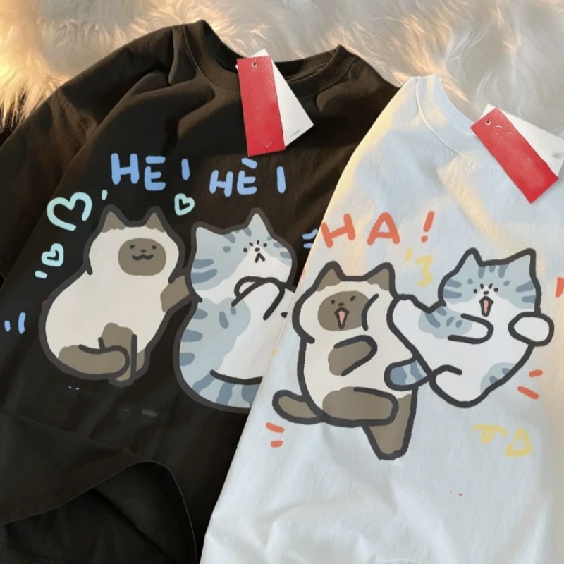 Street Fashion Japan 2025 - ZAZOMDE 2025 재미있는 고양이 프린트 고밀도
