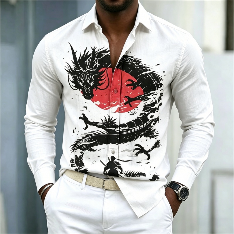 Fashion Streetwear - 2026 신상 남성 셔츠 화이트 블랙