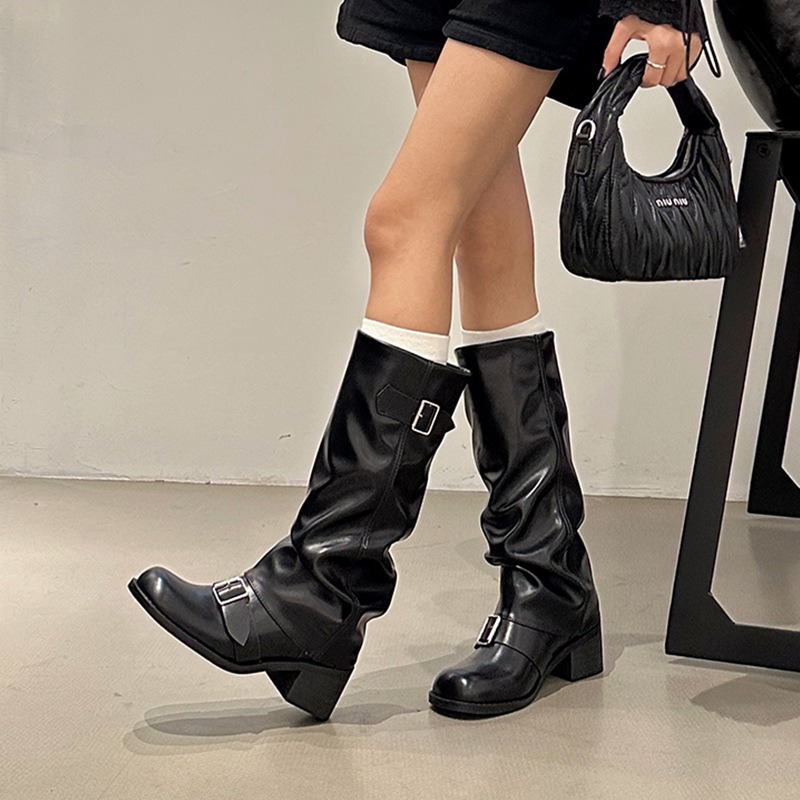 Street Fashion Trends - 2025 여성 부츠 니하이 플랫폼 청키
