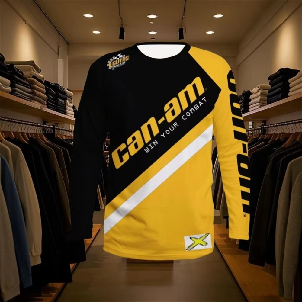 Fashion Streetwear - 오토바이 레이싱 남녀공용 긴소매 라운드넥 티셔츠