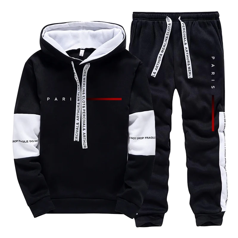 Fashion Streetwear - 남성용 세트 파리 패션 후드티와 스웨트팬츠