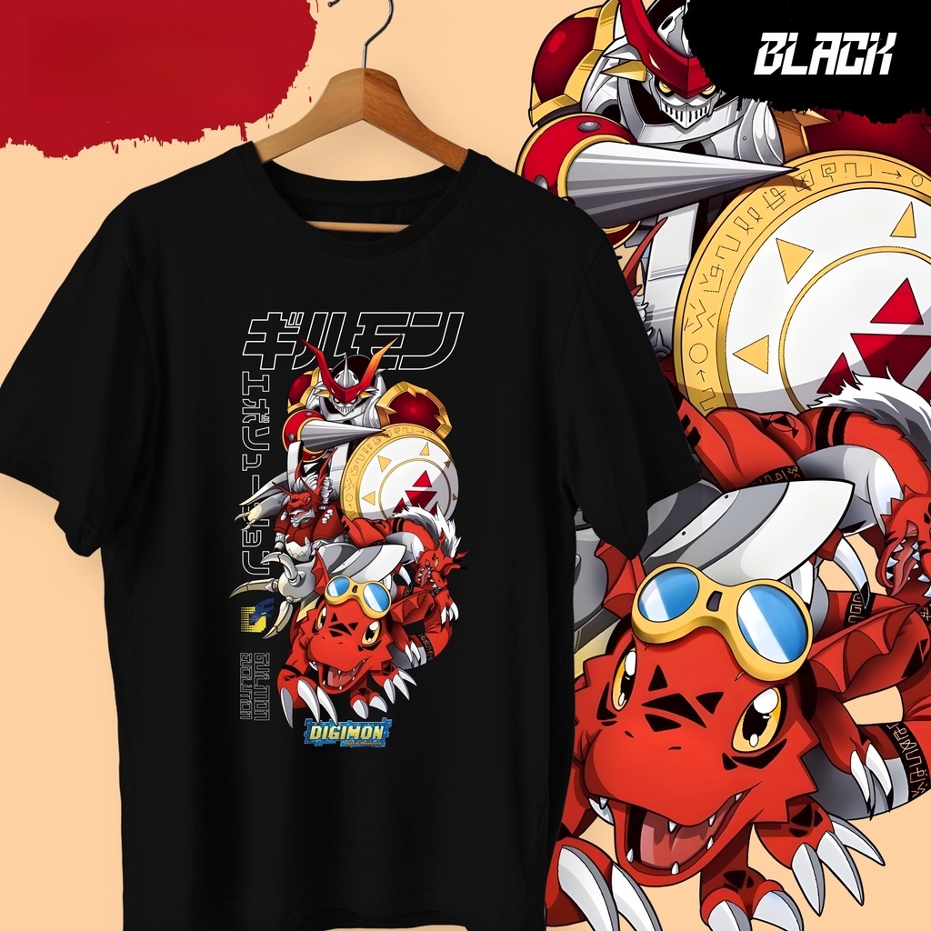Street Fashion Evolution - Anime Digimon Guilmon Evolution 프린트 코튼
