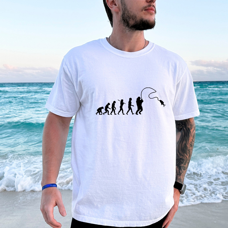 Street Fashion Evolution - Fishing Evolution 프린팅 티셔츠, 재미있는 낚시