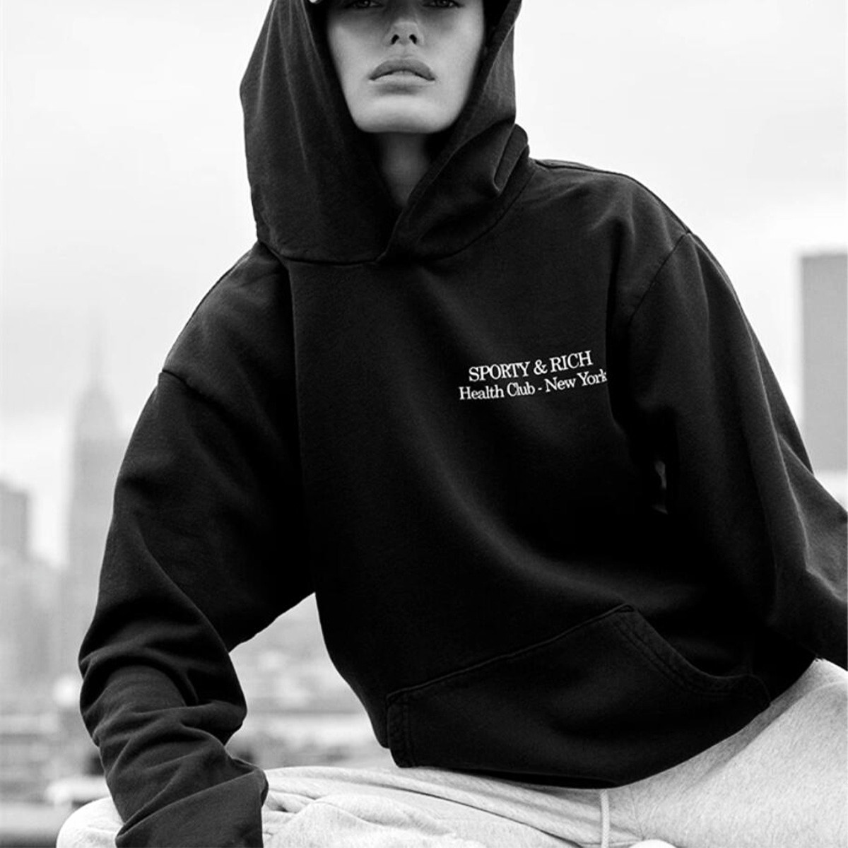 헬스 클럽 뉴욕 글자 프린트 블랙 오버사이즈 후드 여성 - Street Style New York Fashion 리뷰 및 가격