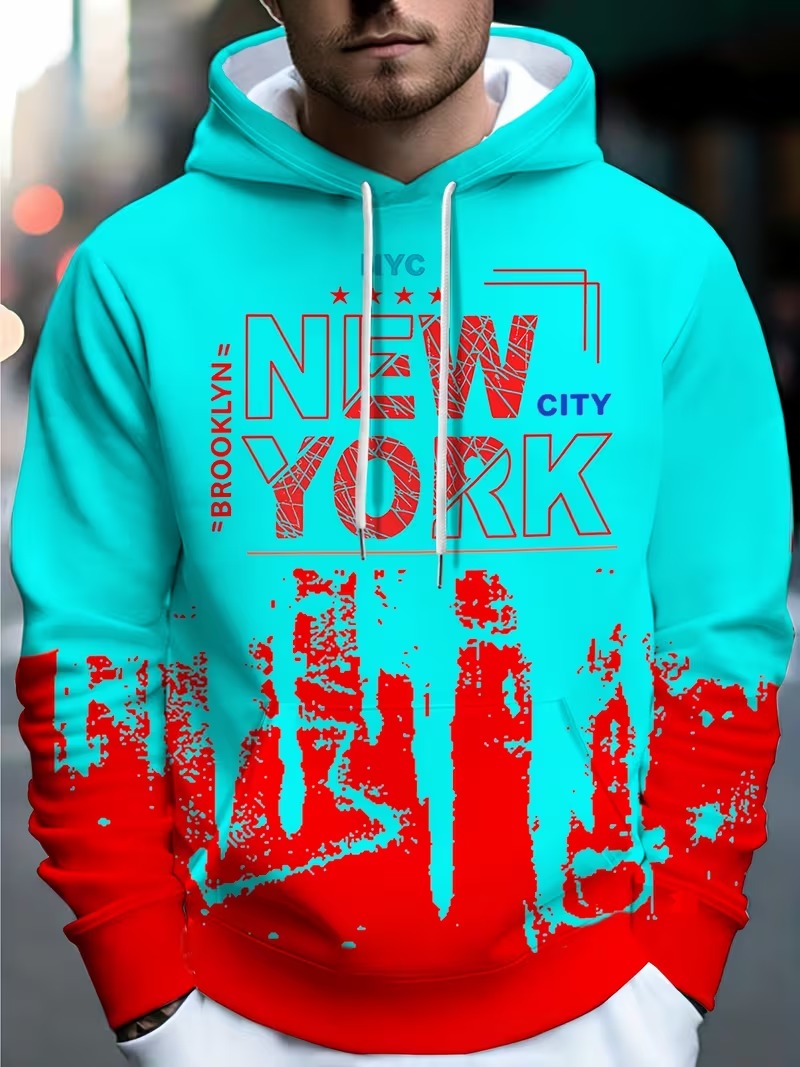 뉴 뉴욕 레터 흑백 프린트 남성용 후드티 패션 힙합 스 - Street Style New York Fashion 리뷰 및 가격