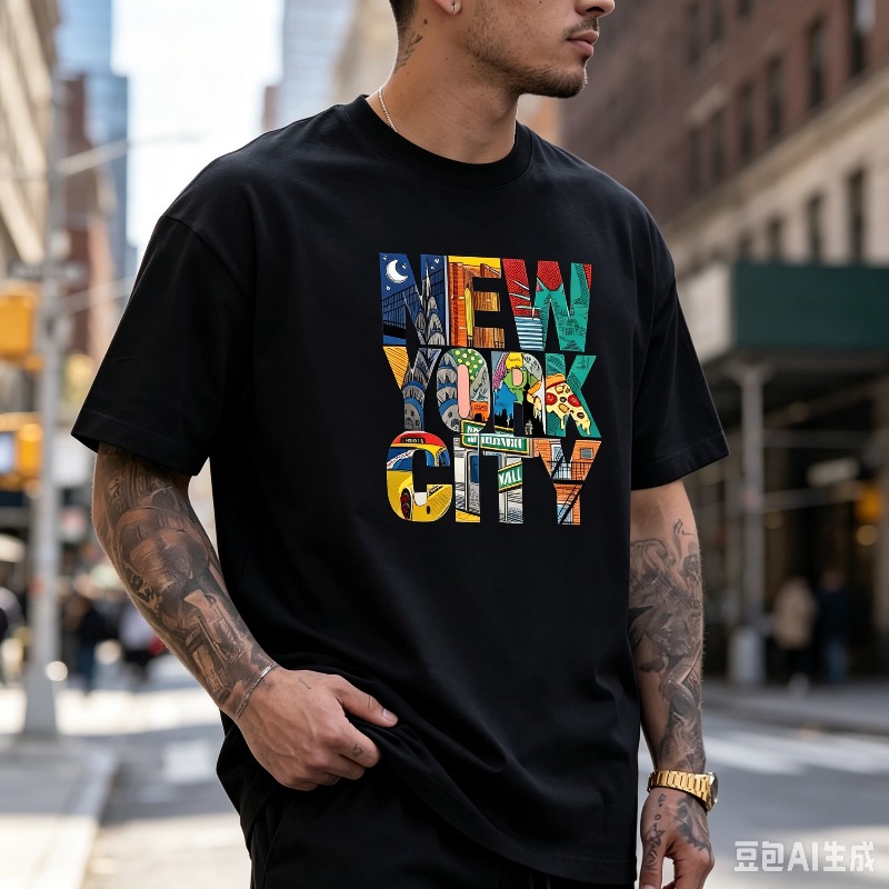 뉴욕시 그래픽 티셔츠 남성용 컬러풀 NYC 스트리트 프 - Street Style New York Fashion 리뷰 및 가격