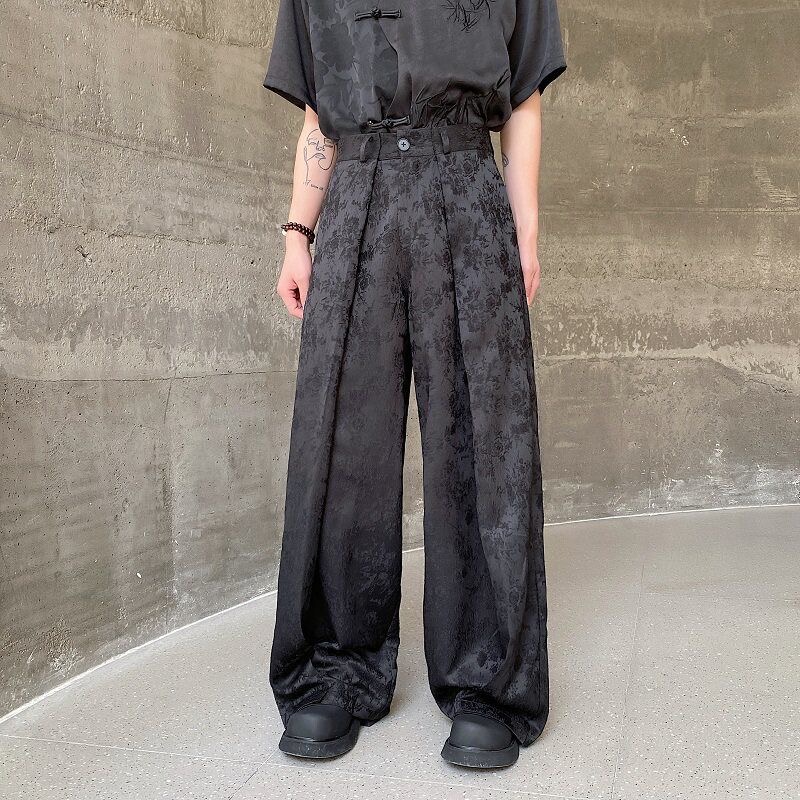 남성 중국 스타일 와이드 레그 팬츠 남성 트렌디 패션  - Street Fashion In Chinese 리뷰 및 가격