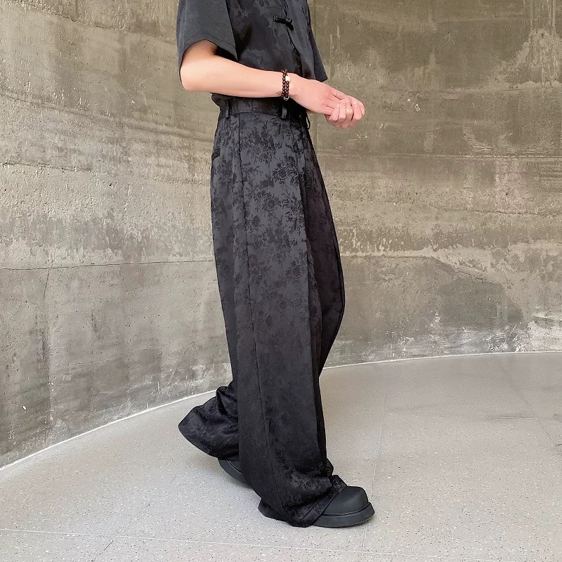 남성 중국 스타일 와이드 레그 팬츠 남성 트렌디 패션  - Street Fashion In Chinese 리뷰 및 가격