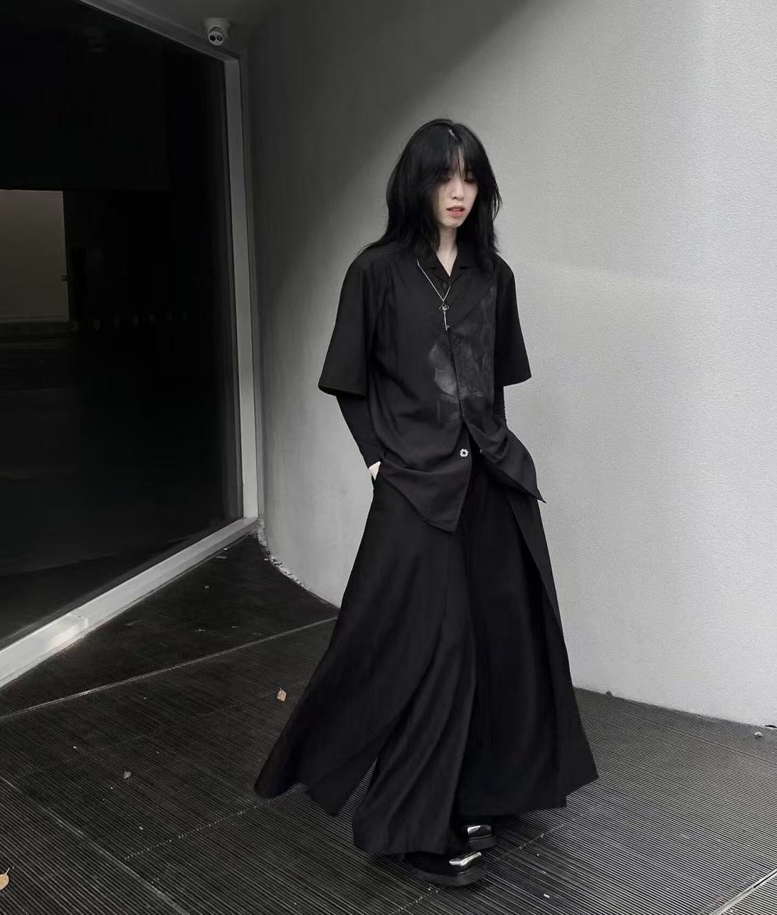멋진 블랙 신상 중국풍 코스튬 여름 반팔 티셔츠 비섹스 - Street Fashion In Chinese 리뷰 및 가격