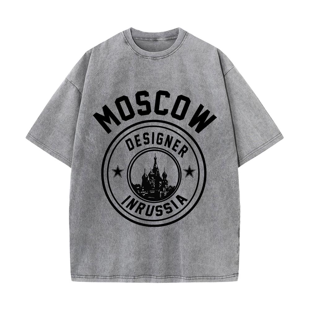 여성용 면 워싱 티셔츠, 러시아 프린트 상의, 느슨한  - Street Fashion Russia 리뷰 및 가격