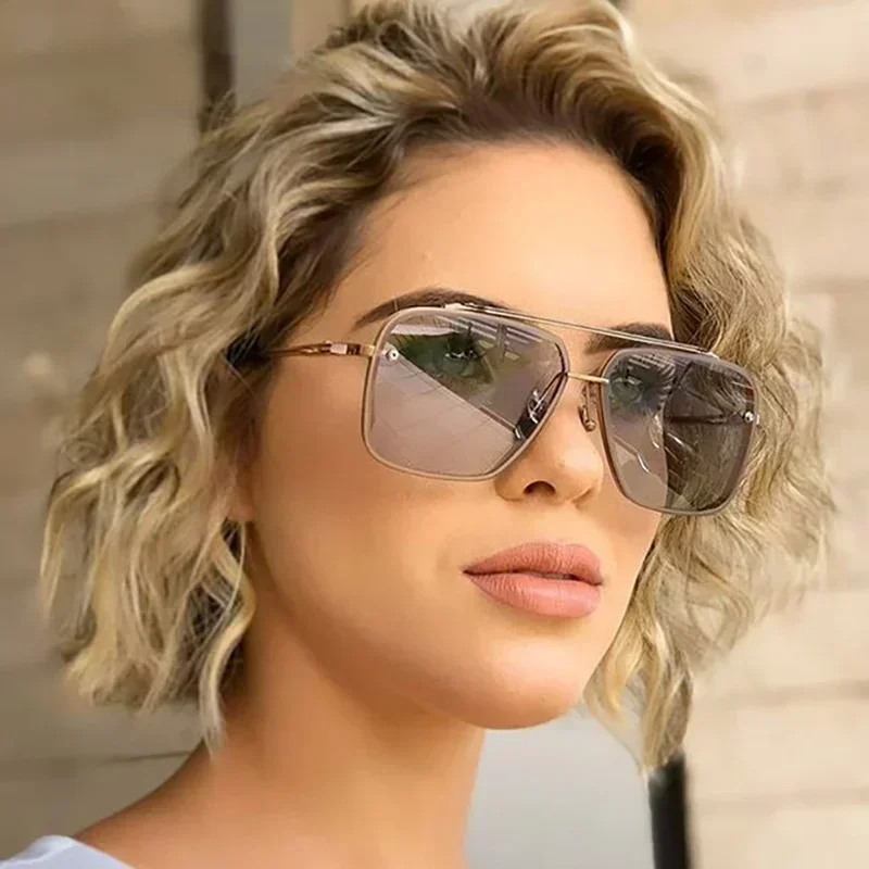 대형 사각형 선글라스 여성 새로운 패션 금속 선글라스  - Street Fashion Glasses 리뷰 및 가격