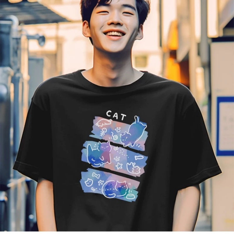 ZAZOMDE 만화 프린트 남성용 특대 두꺼운 코튼 티 - Street Fashion Japan 2025 리뷰 및 가격