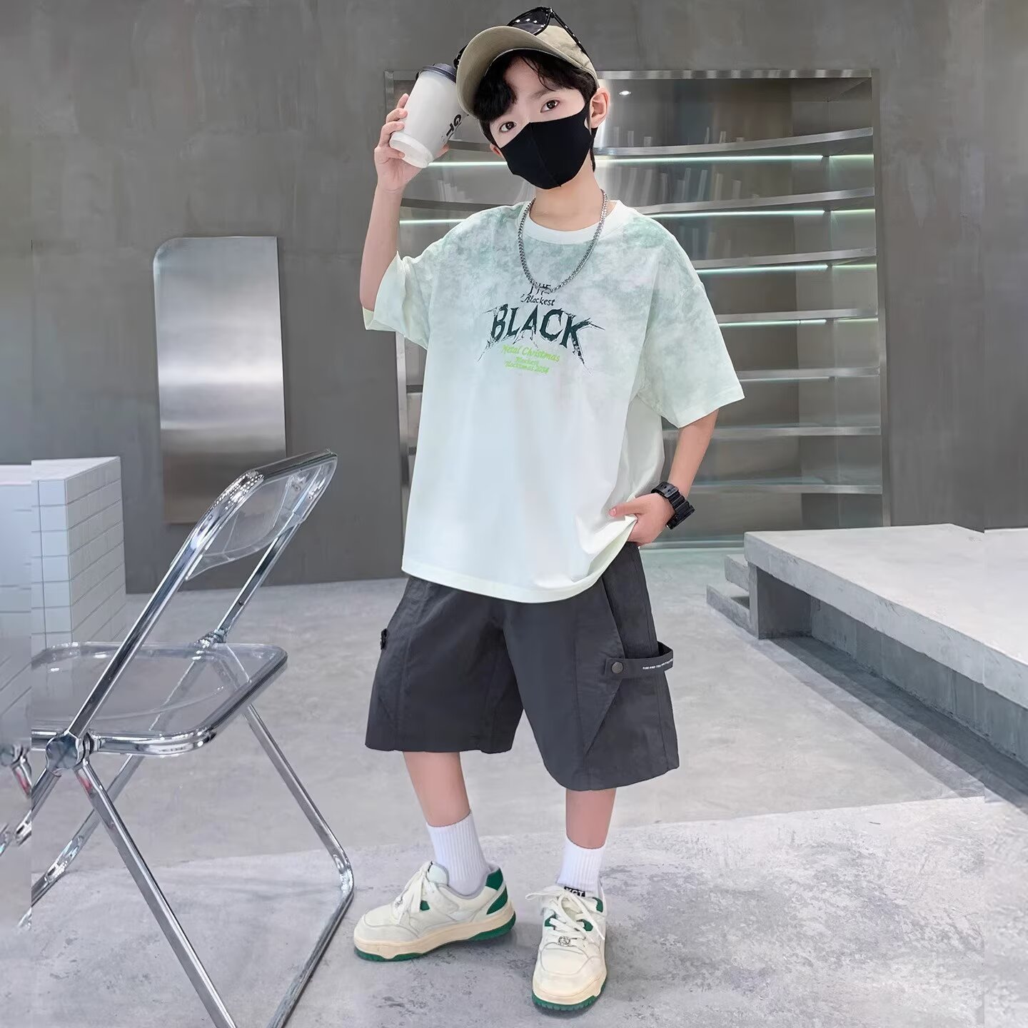 새로운 여름 남아 정장 120-170 일본 하이 스트리 - Street Fashion Japan 2025 리뷰 및 가격