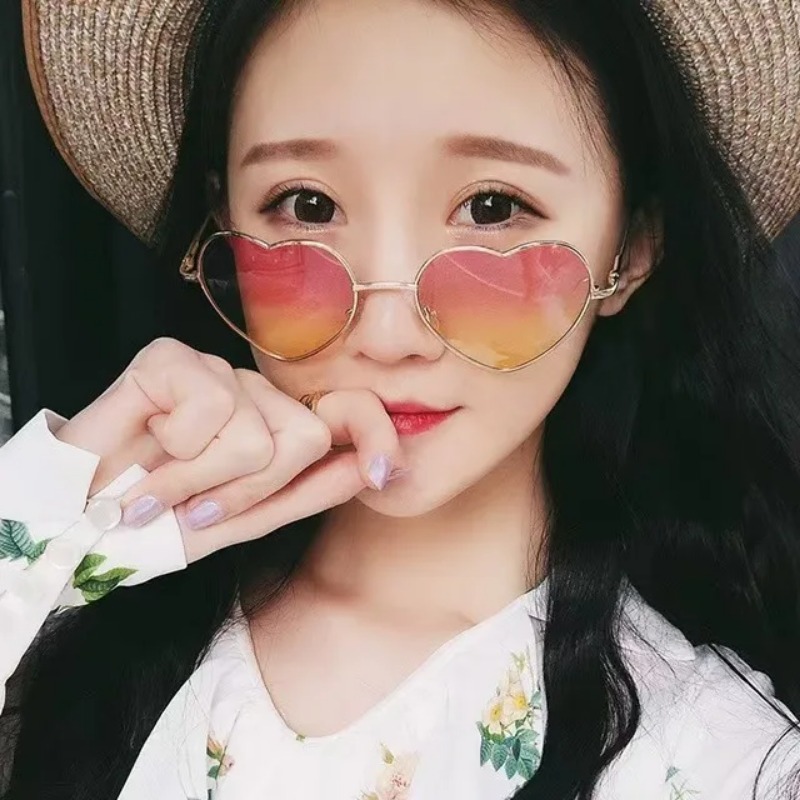패션 하트 모양의 금속 선글라스 빈티지 트렌디 스트리트 - Street Fashion Glasses 리뷰 및 가격