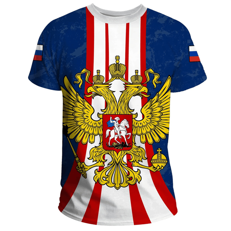 남성용 러시아 국기 배지 티셔츠, 반팔 티셔츠, 3D  - Street Fashion Russia 리뷰 및 가격
