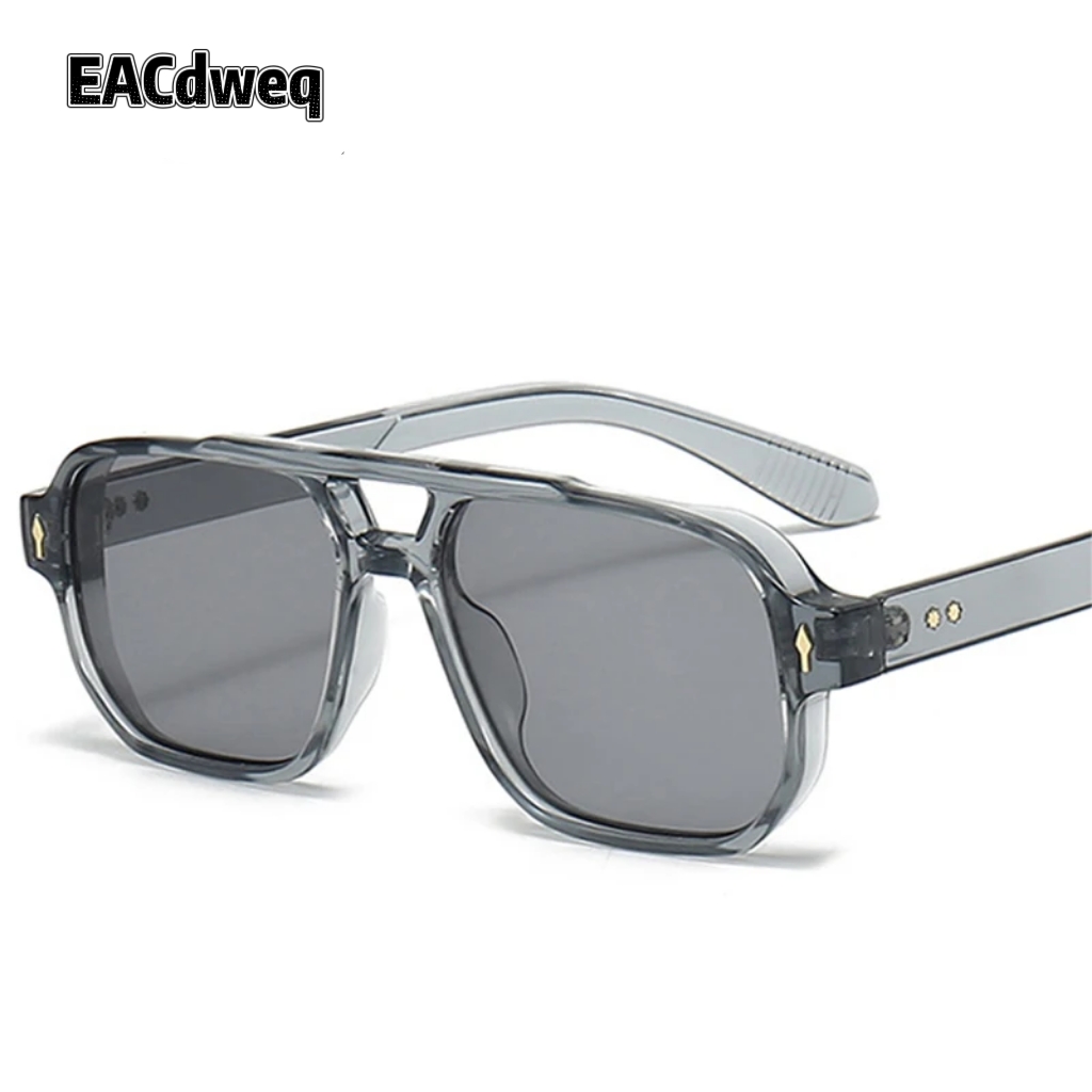 빈티지 더블 브리지 남성용 사각 선글라스 패션 투명 오 - Street Fashion Glasses 리뷰 및 가격