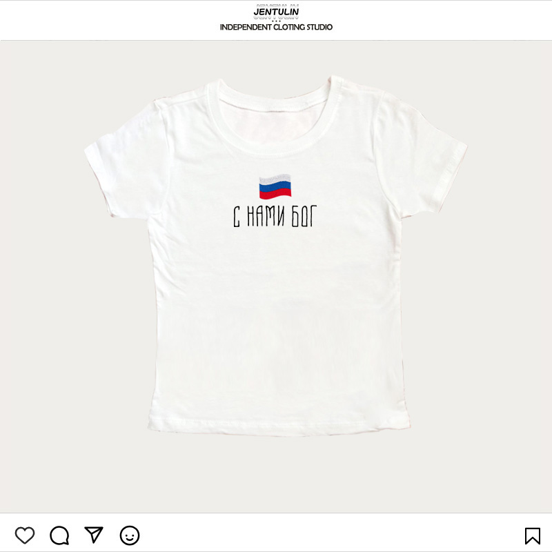 러시아 국기 슬로건 TShirt 여름 여성 Hipste - Street Fashion Russia 리뷰 및 가격