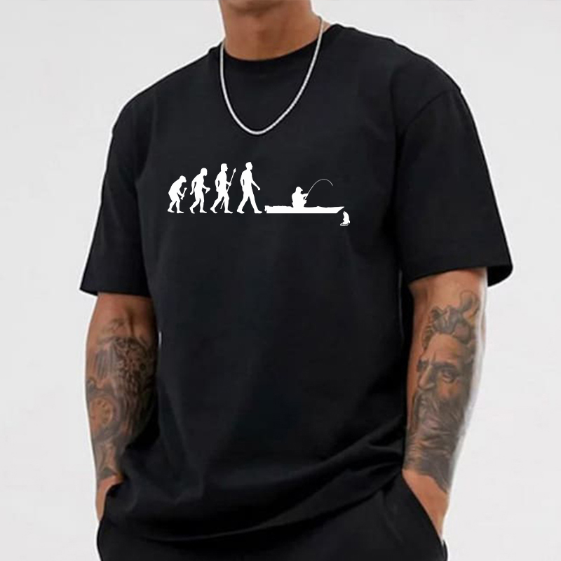 Fishing Evolution 프린팅 티셔츠, 재미있 - Street Fashion Evolution 리뷰 및 가격